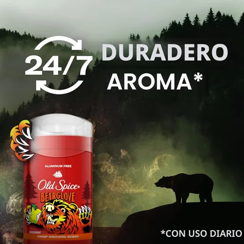 Miniatura 4 de Old Spice Desodorante sin aluminio para hombres, protección contra olores 24/7, frescura 24/7 y aroma duradero, se aplica transparente, Bearglove