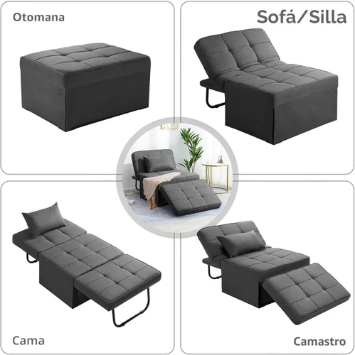 Miniatura 5 de BIGSYY Sofá Cama, 4 en 1 Otomana Plegable Multifunción de Lino Transpirable Cama Sofá con Respaldo Ajustable Silla Convertible Moderna para Sala