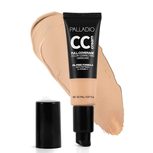 Miniatura 14 de Palladio Crema CC de Corrección de Color de Cobertura Completa, Sin Aceite con Péptidos y Vitamina C, Base de Cobertura Ajustable