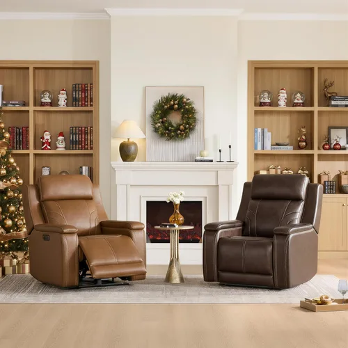 Miniatura 2 de Watson & Whitely Sillón Reclinable Extragrande que se Recuesta Completamente para Personas Grandes y Altas, Sillas Reclinables Eléctricas de Cuero