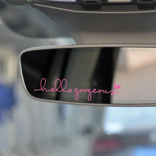 Miniatura 7 de 2 calcomanías de vinilo con el texto “Hello Gorgeous” para espejo retrovisor, botella de agua, cuidado personal, para la ventana del auto y laptop