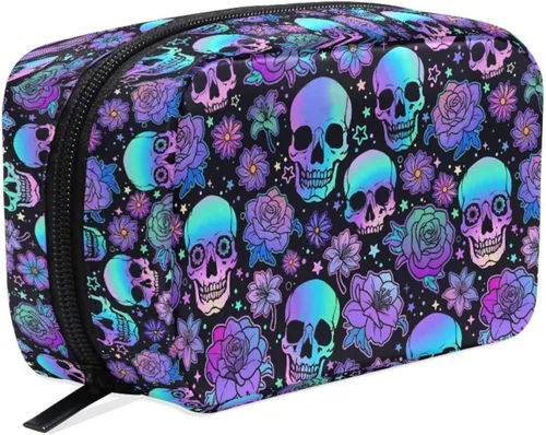 Miniatura 25 de MNSRUU Pequeña bolsa de cosméticos para niñas y mujeres, de viaje, con estampado de leopardo colorido, organizador de artículos de tocador