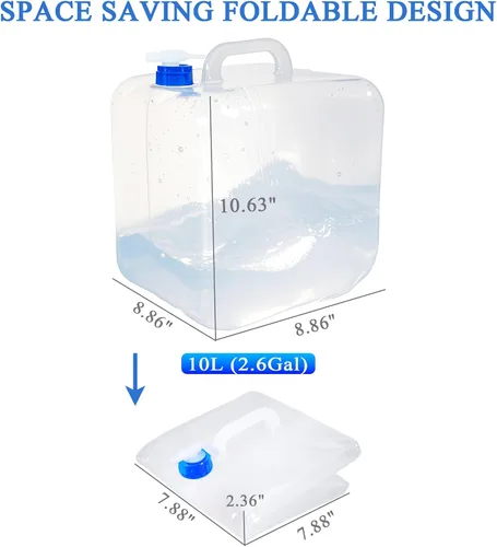 Miniatura 2 de Contenedor de agua plegable con espita y gancho, jarra de agua sin BPA, cubo de transporte plegable, contenedor de almacenamiento de agua