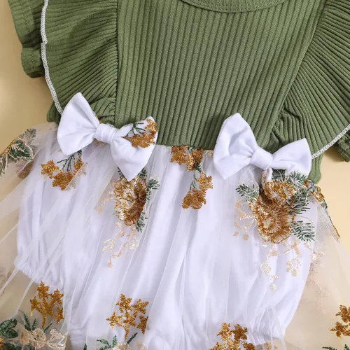 Miniatura 29 de Mubineo Ropa de verano para bebé niña, sin mangas, encaje floral, vestido de mameluco para recién nacido