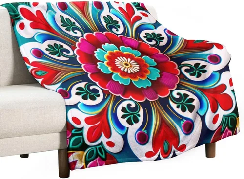 Miniatura 51 de Manta de forro polar con flores mexicanas, acogedora manta de franela para cama de 50 x 60 pulgadas para sofá, cama, oficina, Navidad, Halloween
