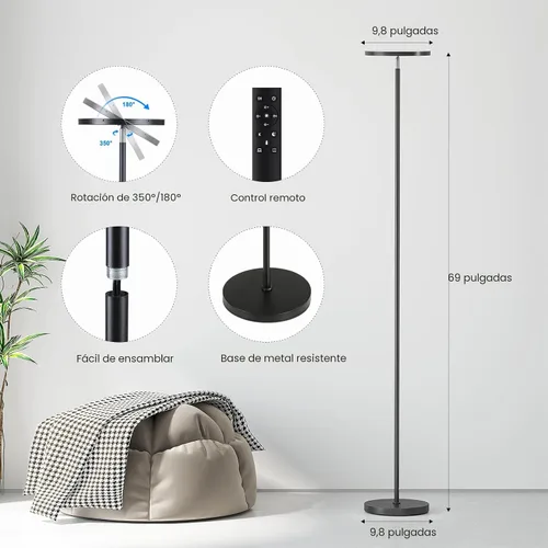 Miniatura 3 de SUNMORY Lámparas de pie para sala de estar, lámpara de pie LED súper brillante de 32 W/3000 lm con control remoto, lámpara de pie de 69 pulgadas