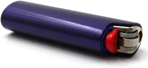 Fundas de metal para encendedores, funda para BIC tamaño completo, encendedor J6, color básico mate, regalo de bricolaje (morado)