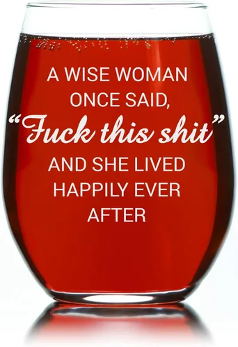 Miniatura 4 de C & M Regalos personales A Wise Woman Once Said "F*ck this sh*t" Copa de vino sin tallo (1 pieza) de 17 onzas, regalos de broma para mujeres