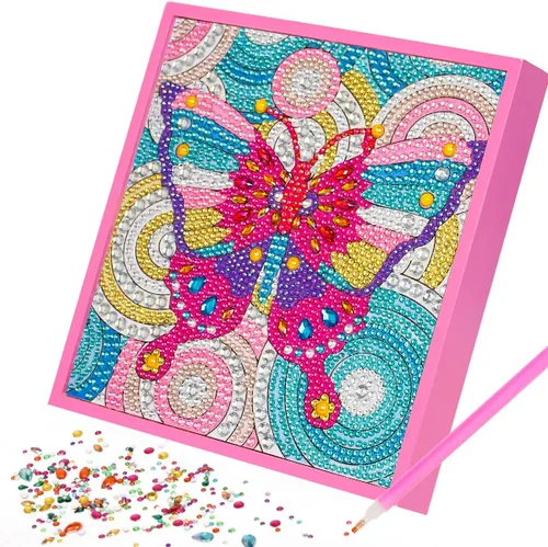 Miniatura 7 de ZUYUSUT Kits de pintura artística de diamantes para niñas de 5 a 12 años, kits de arte y manualidades, kits de gemas por números con marco de madera