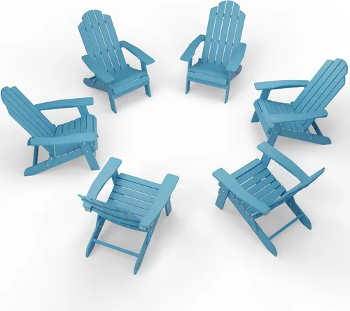 Miniatura 37 de MXIMU Silla Adirondack plegable para exteriores: sillas Adirondack fáciles de montar y cómodas, silla de plástico compuesto para todo tipo de clima