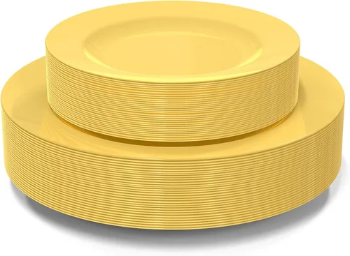 Miniatura 12 de Platos de plástico desechables, 60 paquetes Blanco