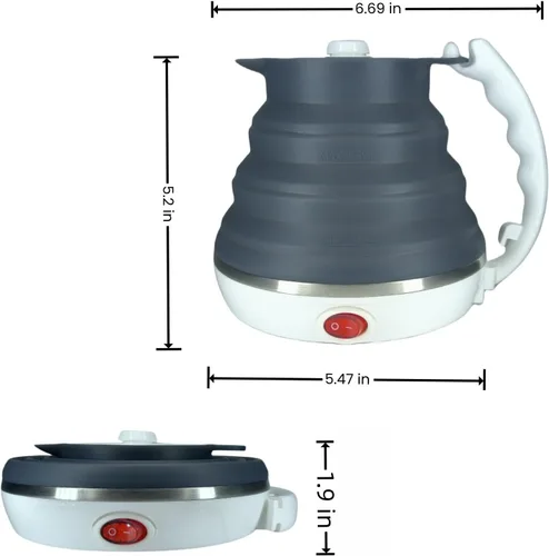 Miniatura 5 de Hervidor Eléctrico de Viaje Pequeño, Hervidor Eléctrico Plegable, Hervidor de Té Portátil + Goteador de Café Plegable Sin Papel para Verter