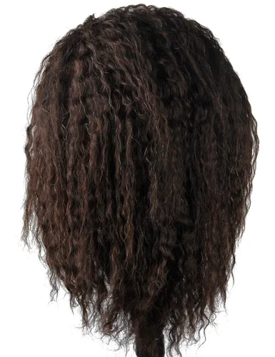 Miniatura 3 de Cabeza de maniquí afroamericano con cabeza de maniquí de cabello 100% humano con soporte para peinar el cabello, soplar el cabello, cortar