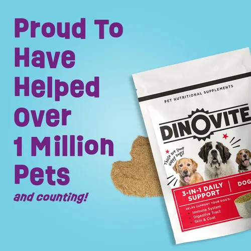 Miniatura 7 de Dinovite Probióticos para perros, polvo probiótico para alimentos para perros medianos (18-45 libras), salud digestiva diaria y apoyo de la piel