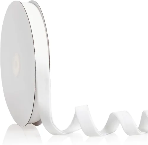 Miniatura 54 de Cinta de terciopelo blanco de 1/4 pulgadas x 20 yardas para decoración de corona de árbol de Navidad, manualidades, adornos hechos a mano, envoltura
