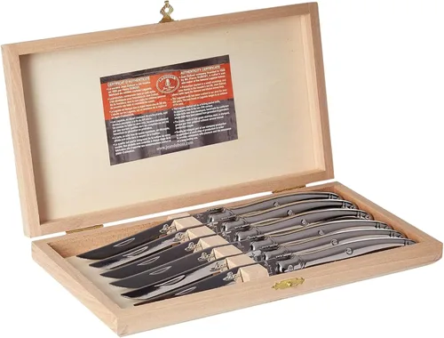Jean Dubost Laguiole - Juego de 6 cuchillos para carne, acero inoxidable