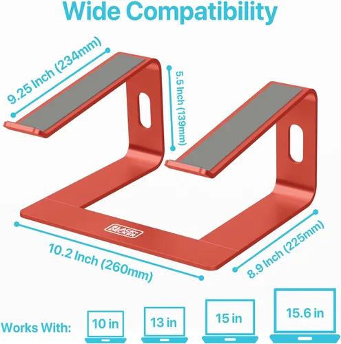 Miniatura 5 de BLACK+DECKER Soporte ergonómico para laptop para escritorio, soporte ergonómico para computadora portátil, compatible con MacBook Notebook, soporte