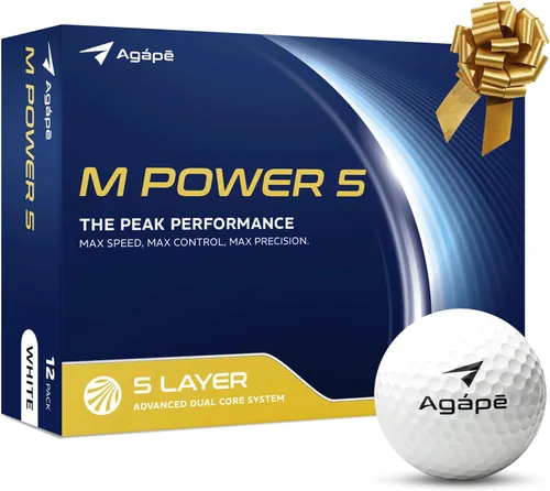 Miniatura 11 de agape MP5S MP5 VS3 - Pelotas de golf DuraPlus Uretano blanco y negro, 5 piezas y 3 piezas de doble núcleo