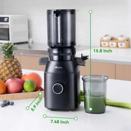 Miniatura 6 de Máquinas exprimidoras, exprimidor de prensa en frío con canal de alimentación grande de 4.3 pulgadas para frutas y verduras enteras, máquina