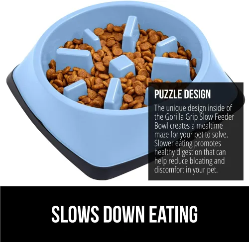 Miniatura 3 de GORILLA GRIP® Cuencos patentados de alimentación lenta sin BPA, juguete interactivo para perros y gatos, enriquecimiento de entrenamiento Azul claro