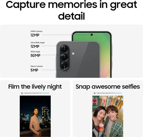 Miniatura 5 de Samsung Galaxy A56 5G - Teléfono celular, 128GB, Smartphone con AI, Android desbloqueado, ediciones de fotos con AI, pantalla grande, batería