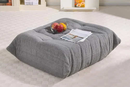 Miniatura 77 de Puf para adultos, silla puf grande, sillón con relleno de espuma viscoelástica para el hogar, apartamento o sala de juegos, gris afelpado Felpa gris