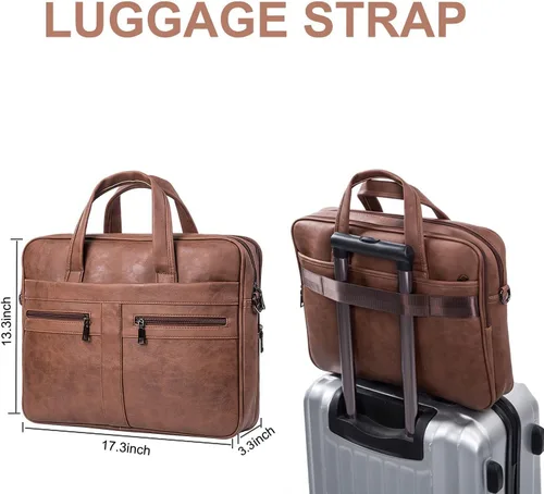 Miniatura 12 de seyfocnia Men's Leather Messenger Bag, Laptop Briefcase Business Satchel Computer