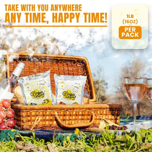 Miniatura 6 de Fusion Select Ginger Chews - Delicias dulces y confitadas suaves de Indonesia - Promueven el alivio de las náuseas matutinas, malestar estomacal