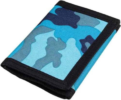 Cartera de lona triple RFID para deportes al aire libre para hombres, lindo monedero con cremallera y bolsillo frontal para niños, color camuflaje,