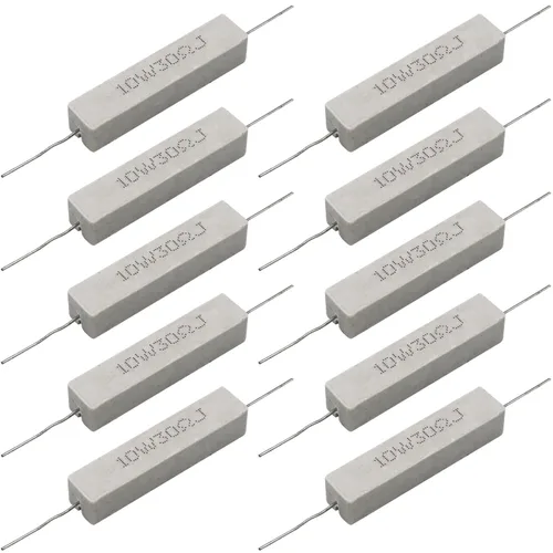 Miniatura 29 de 10 resistencias de cable de plomo axial de 10 W, 0.5 ohmios y 5 % – Resistencias de potencia de cemento cerámico fijas de heridas blancas