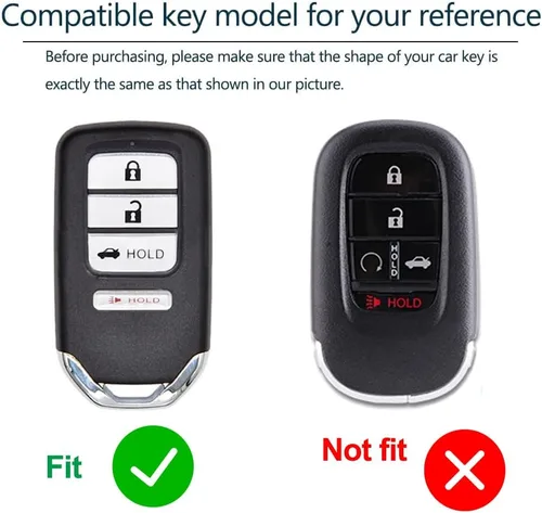 Miniatura 2 de Funda para Llavero Keychain de 4 Botones para Honda Accord Civic HR-V Fit Passport Pilot, Accesorios para Coche 2013-2022, Negro