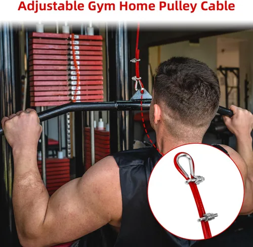 Miniatura 6 de Cables de repuesto para gimnasio en casa, cable de polea de fitness, cable de repuesto para máquina de pesas con bola de tapón Rojo Longitud