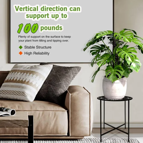 Miniatura 6 de Soporte para plantas para interiores y exteriores, soporte para macetas de 15 pulgadas de alto, soporte redondo de esquina de metal para maceta