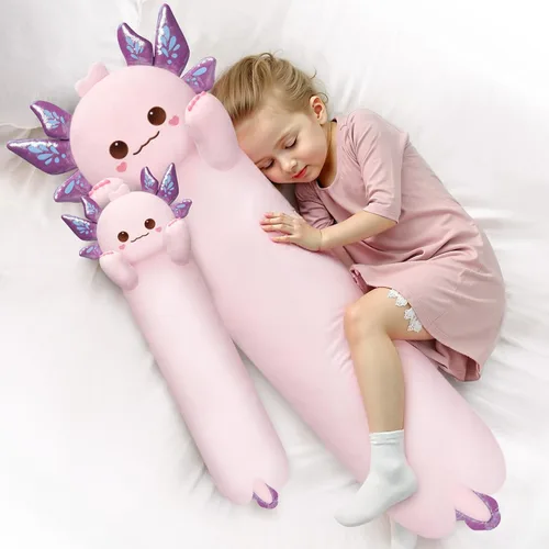 Miniatura 14 de Almohada larga de felpa negra ultra suave diseñada por artistas de Mewaii, con relleno extra para mayor comodidad, peluche de animal de alta