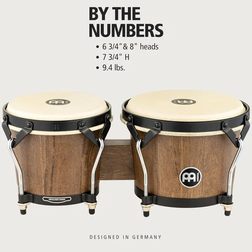 Miniatura 7 de Meinl Percussion HTB100WB-M Headliner Traditional Designer Series Bongos de madera, marrón nogal