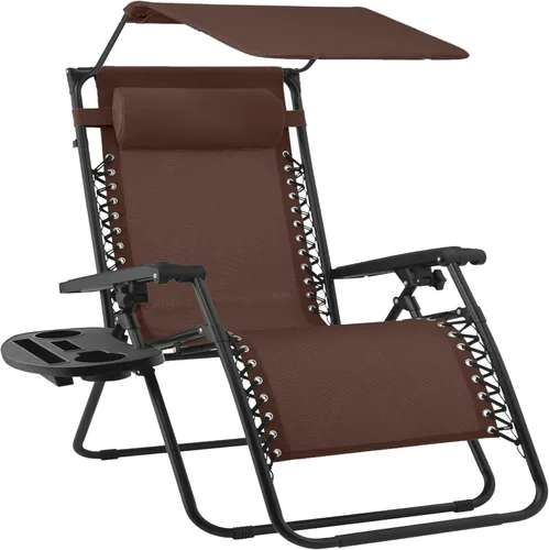 Miniatura 17 de Best Choice Products Sillón reclinable de 30 pulgadas de ancho con gravedad cero para exteriores, con toldo ajustable, reposacabezas, bandeja