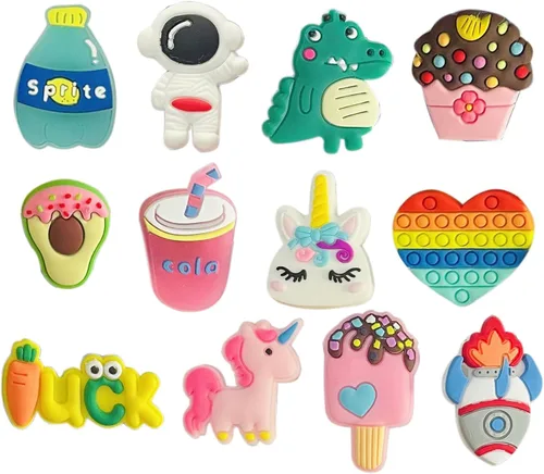 Miniatura 5 de monochef Dijes para zapatos para niñas y adolescentes paquete de 30 dijes de decoración de zapatos al azar, dijes de unicornio para zapatos