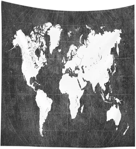 Miniatura 21 de CAPSCEOLL Tapiz de mapa del mundo para colgar en la pared, tapiz blanco y negro para decoración del hogar, 40 x 30 pulgadas, mapa para habitación