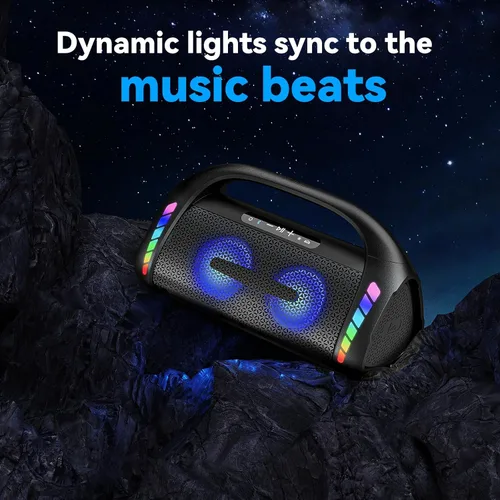 Miniatura 11 de Bocina Bluetooth LFS, altavoces Bluetooth inalámbricos de 100W y bajo profundo, luces LED, impermeable IPX6, 30 horas de reproducción, altavoz