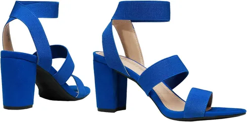 Miniatura 4 de DREAM PAIRS Sandalias de tacón de vestir con correa elástica alta y gruesa para mujer