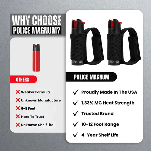 Miniatura 8 de POLICE MAGNUM Aerosol de pimienta para autodefensa - Equipo de seguridad para correr, trotar, caminar por la noche, fabricado en los Estados Unidos