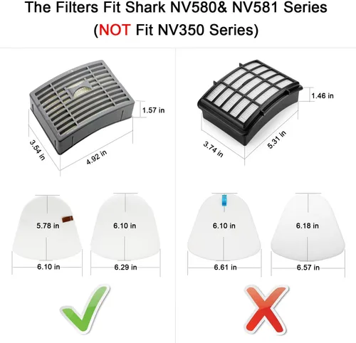 Miniatura 2 de Lemige Piezas de repuesto para filtros de vacío para Shark Powered Lift-Away DLX NV580 Series NV581, NV581Q, NV585, NV586, 2 filtros de poste + 4