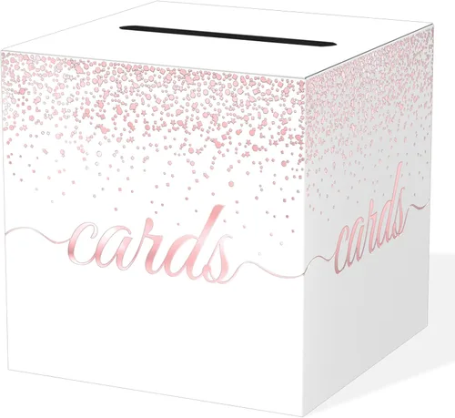 Miniatura 19 de WNINK Caja de tarjetas negra, caja de recepción de tarjetas de regalo para graduaciones, fiestas de cumpleaños, recepciones de boda, despedidas