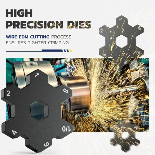 Miniatura 3 de haisstronica Kit de herramientas de engaste de cable de batería resistente, trinquete hexagonal de mango extendido para terminales de cobre