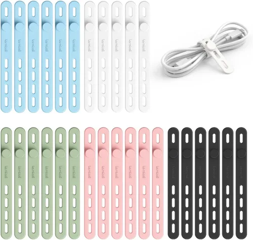 Miniatura 10 de Paquete de 10 Bridas de Cable de Silicona Organizador de Cordones - Lamicall Bridas de Alambre Elásticas para Gestión, Artículos Imprescindibles
