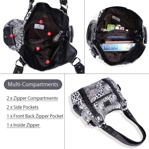 Miniatura 53 de Angel Barcelo - Bolsa de hombro amplia para mujer, diseño Hobo, cuero lavado