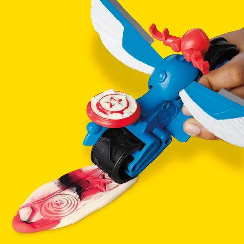 Miniatura 8 de Play-Doh Marvel Capitán América Moto-Cortador Set de juego con figura de acción articulable, 3 accesorios, juguetes de imaginación para niños de 4