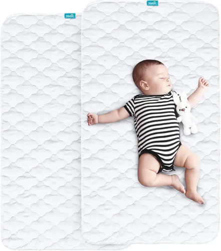 Miniatura 10 de Almohadillas de entrenamiento para ir al baño para niños pequeños, protector de colchón de cuna impermeable para almohadilla de humectación, Blanco