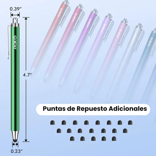 Miniatura 3 de MEKO - Bolígrafos para pantallas táctiles, paquete de 10 lápices capacitivos de punta de goma fina reemplazables con 20 puntas de repuesto