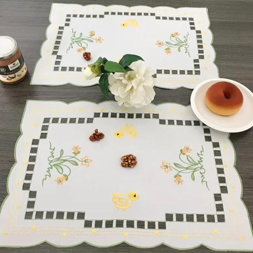 Miniatura 18 de Mantel bordado para decoración de encaje a prueba de polvo, sin arrugas, lavable, floral, rectangular, para cocina, comedor, vacaciones, cumpleaños